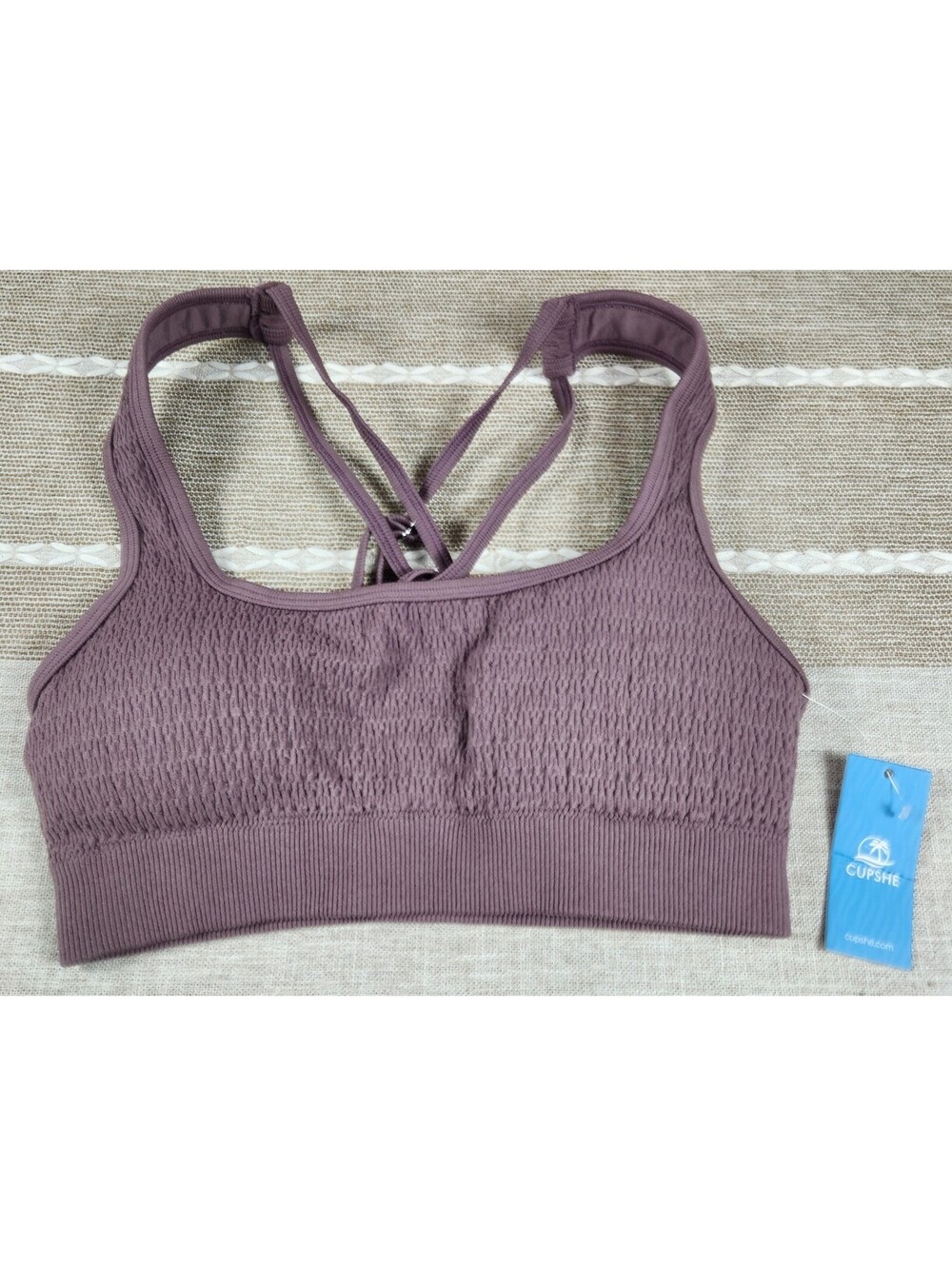 Cupshe Women's Purple Padded Sports Bra Crisscross Adjustable Back Straps Size S